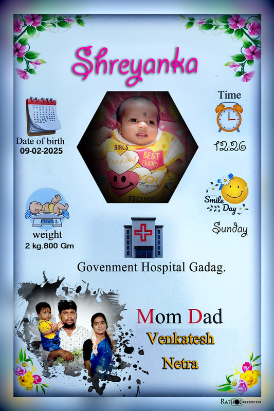 Personalized Baby Birth Photo Frame – Custom Newborn Keepsake with Name & Birth Details