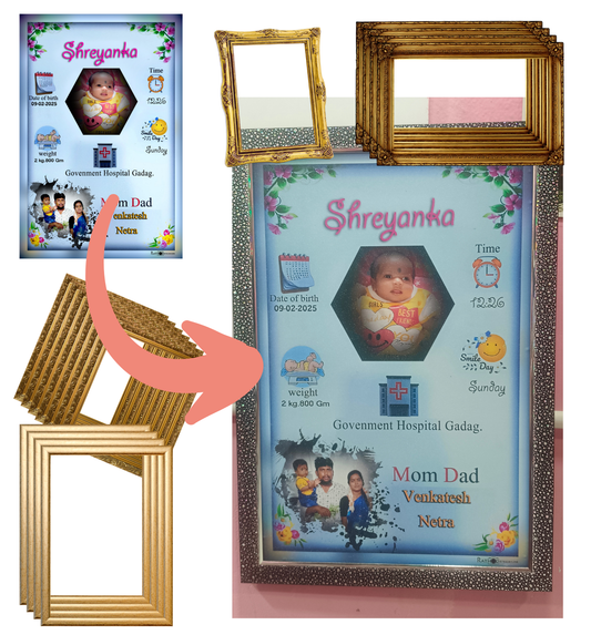 Personalized Baby Birth Photo Frame – Custom Newborn Keepsake with Name & Birth Details